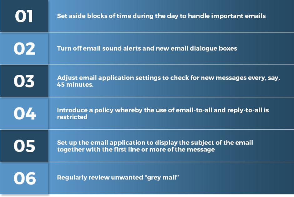 Steps to reduce email noise or disturbance